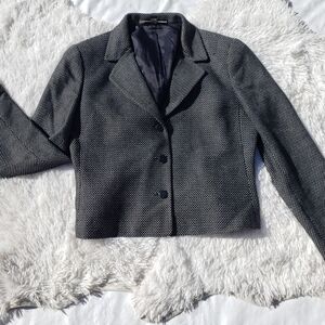 Linda Allard Ellen Tracy Blazer Black White Dots Office Business Career Classy